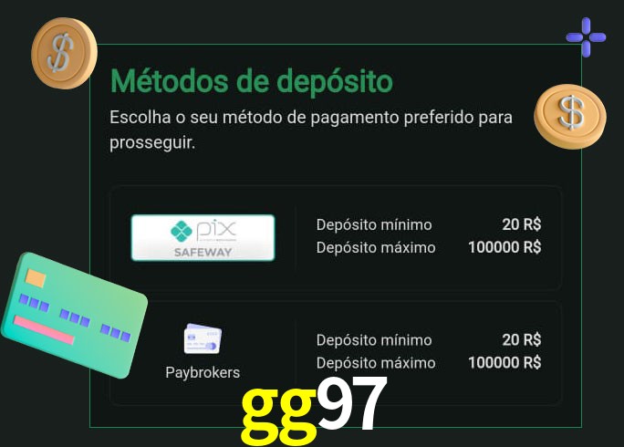 O cassino gg97 oferece uma grande variedade de métodos de pagamento